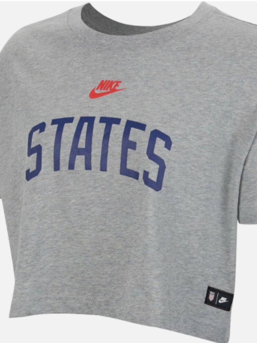 Nike USA States Soccer Cropped T-Shirt Gray Women's Large